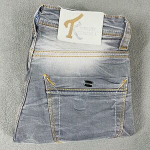 Takeshy Kurosawa Gray Faded Straight‎ Leg Jeans Men's Size 31 Whiskered Wash